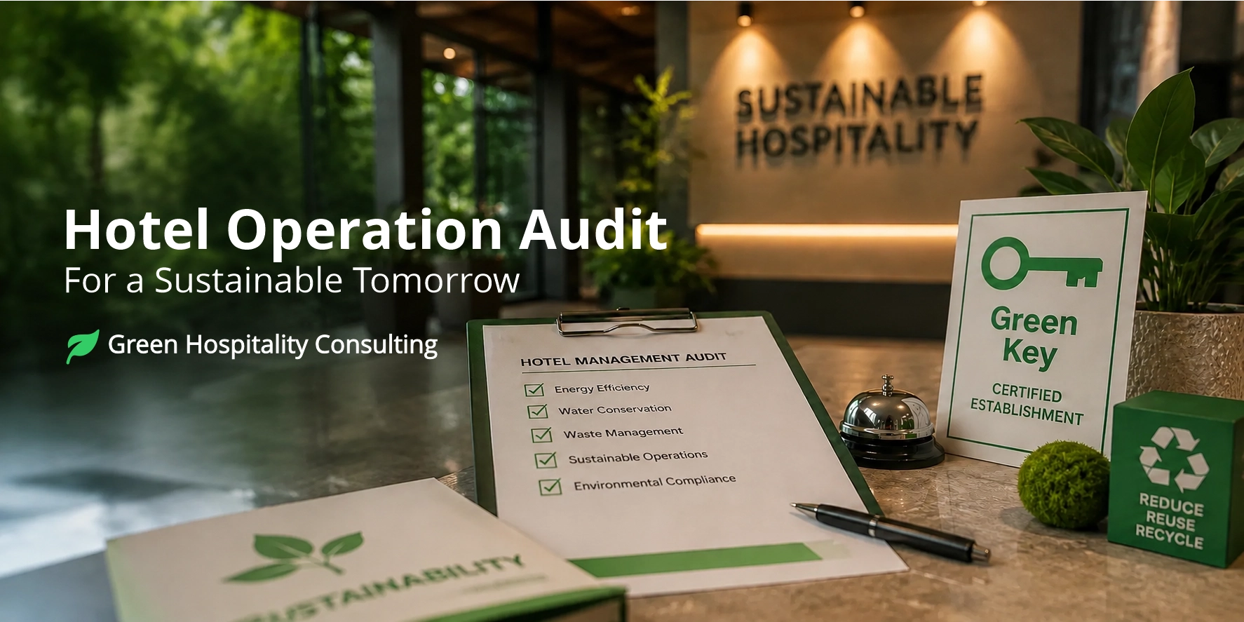 Hotel sustainability audit and green hospitality consulting services for eco-friendly hotel operations and Green Key certification support in India